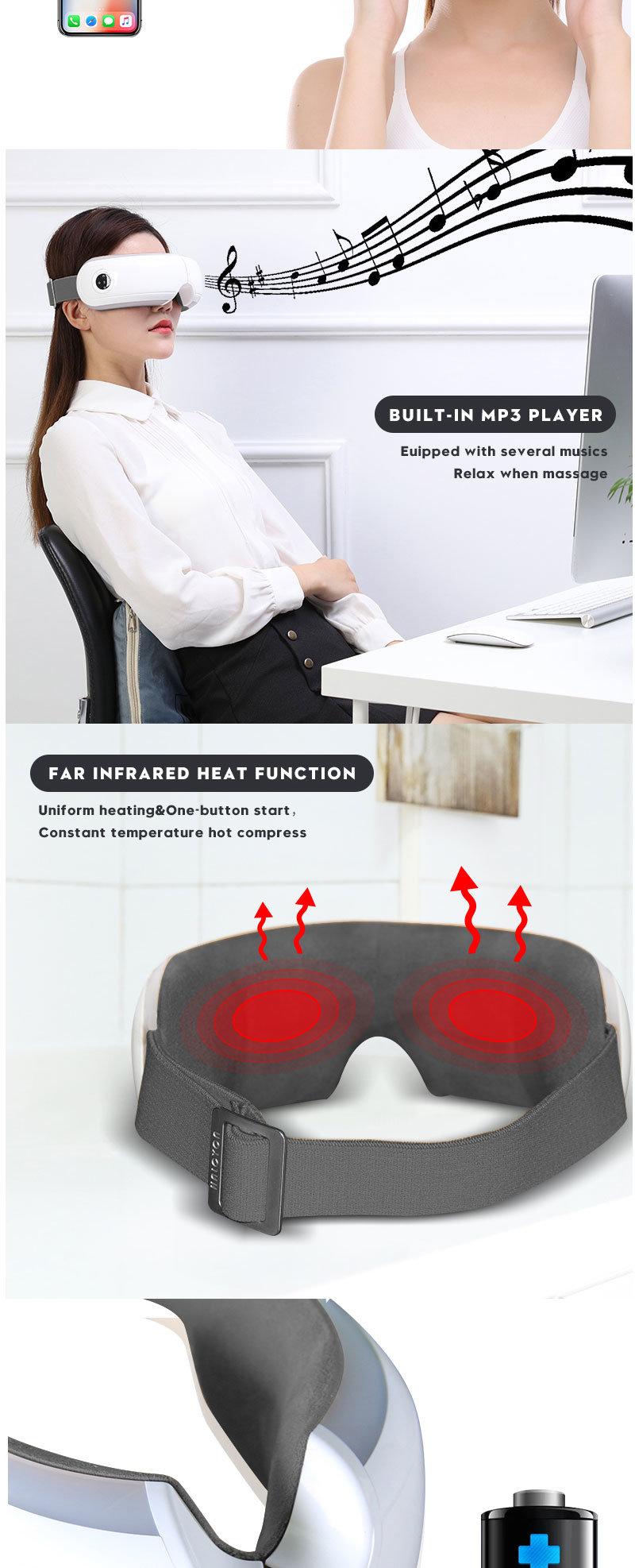 Eye Mask Eye Massager Vibration Massage Eye with Hot Compress Mask