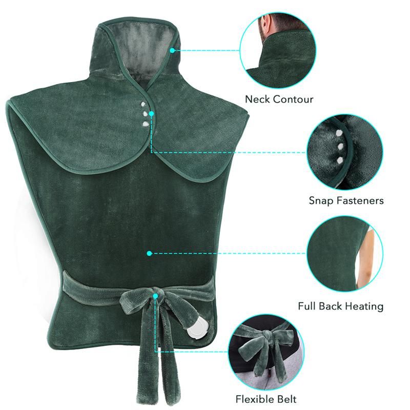 Washable Electric Blanket Overheat Protect Heating Shawl for Back Shoulder Neck Pain Relief Therapy Cape Winter Christmas Gift