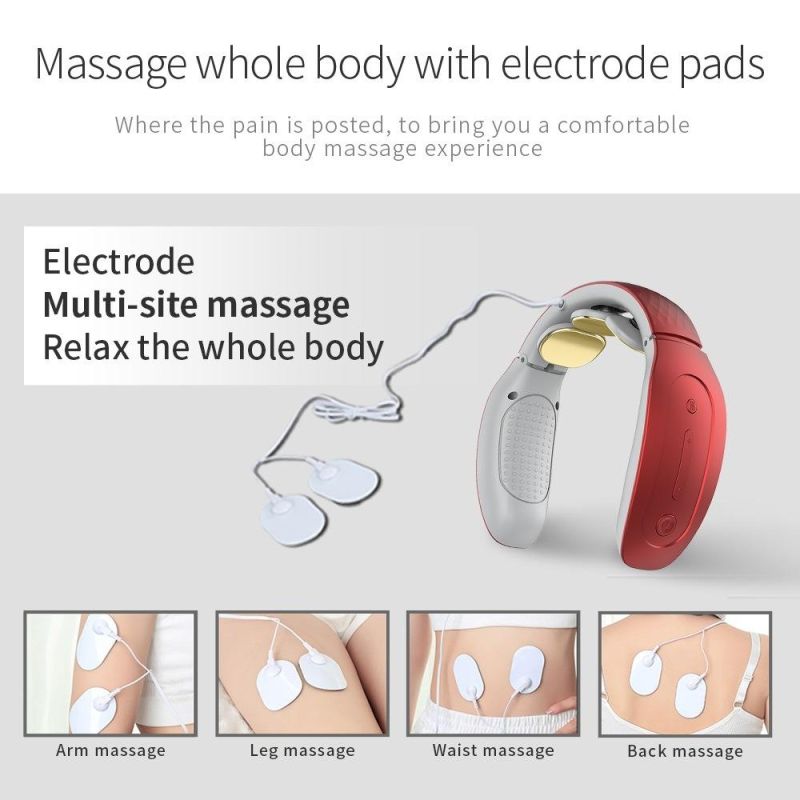 Intelligent Neck Massager with Heat Hands-Free Neck Massager Cordless Deep Issue Massage for Neck Trigger Point Electric Massager Travel Remote Message for Wome