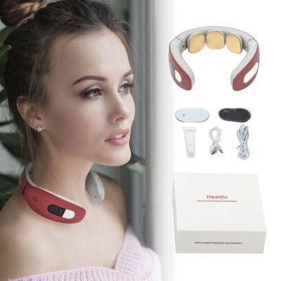 Smart Cervical Neck Massager with Two Colors and Heating Function, Multiple Massage Techniques with 5 Levels Massager Relax