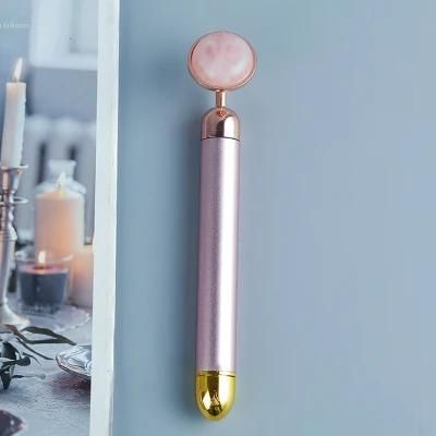 Handheld Rose Quartz Jade Roller Beauty Facial Massage Rose Jade Roller for Face with Box