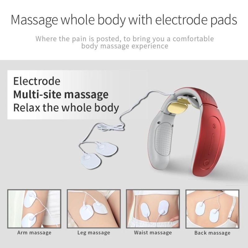 Electric Pulse Neck Massager, Intelligent Neck Massager with Heat, 4 Modes 15 Levels Deep Tissue for Pain Relief, Remote Control Cordless Neck Massager for Wome