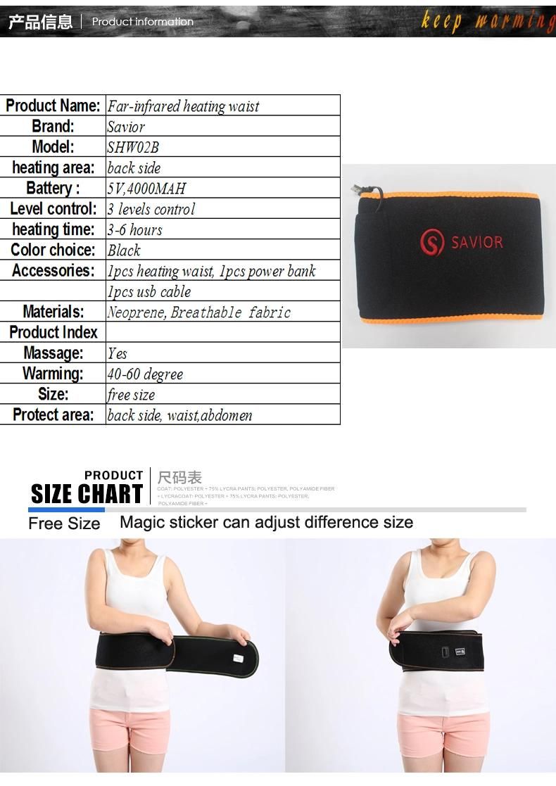 Electric Heated Waist Belt Fat Burning Kneading Adjustable Heating Warm Palace Belt for Women Heated Waist Pad