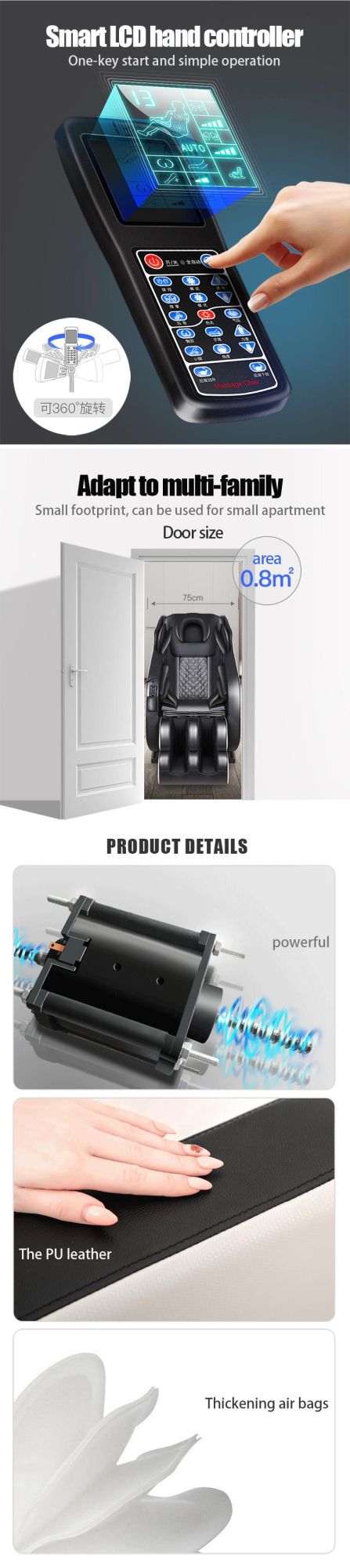 Electric Zero Gravity Full Body Massage Chair with Foot Rollers