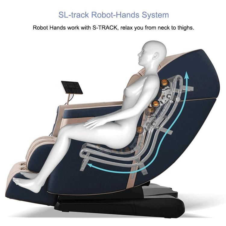 Electric SL Track Luxury Shiatsu 4D Zero Gravity Foot Massage Chair with Bluetooth Music and Airbags