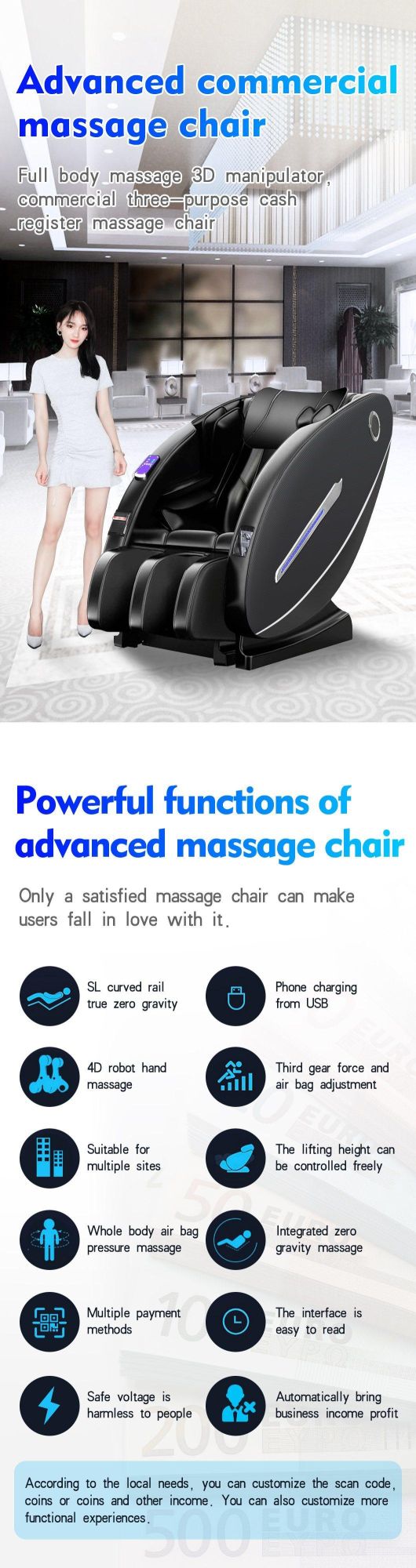 China Manufacturer Paper Money Vending Massage Chair for Public