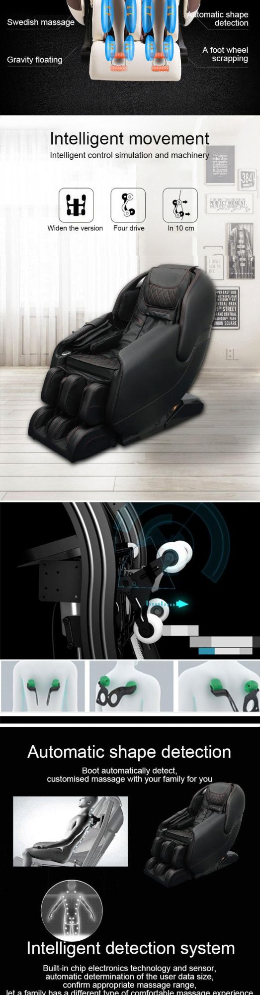 Luxury Intelligent Full Body Healthcare 3D Core Mechanical Arm Massage Chair