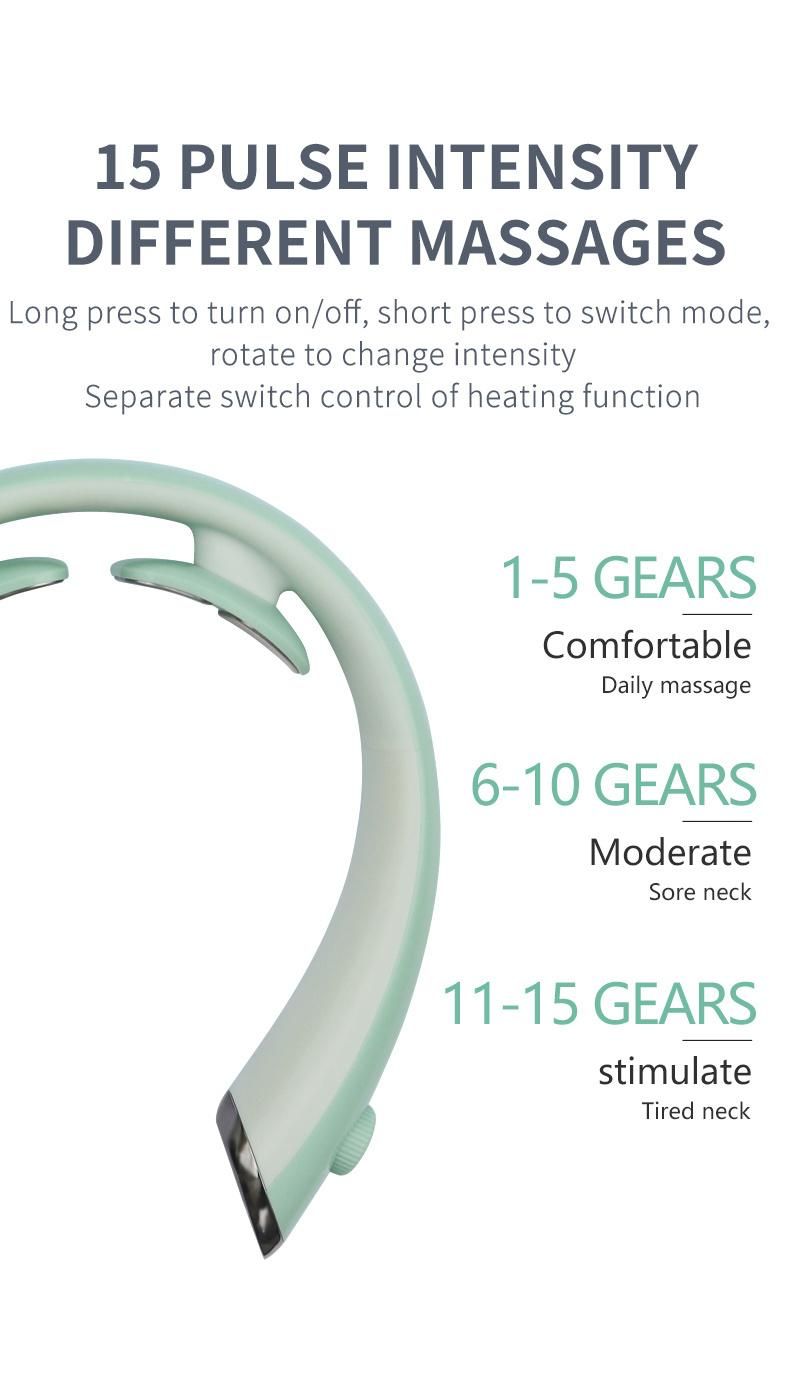 New Type Intelligent Neck Massage for Pain Relief, 6 Modes 15 Levels Cordless Deep Tissue Trigger Point Neck Massager