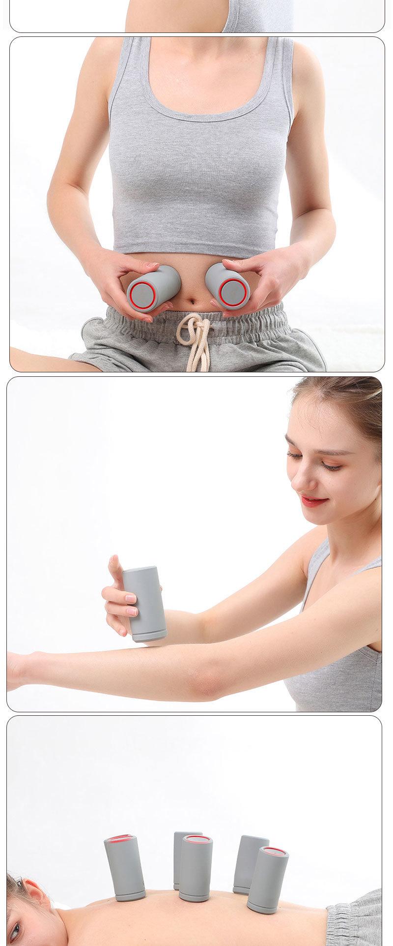 Hezheng Gray Skin-Friendly Vacuum Suction Body Cupping Chinese Therapy Mini Massager