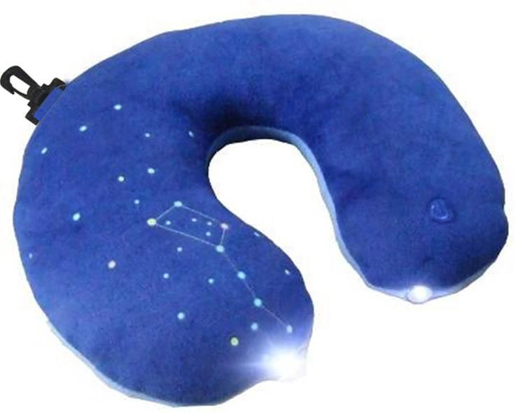 Travel and Home U Shape Battery Operated Neck Massager Electric Vibrating LED Light Reading Neck Pillow with Memory Foam