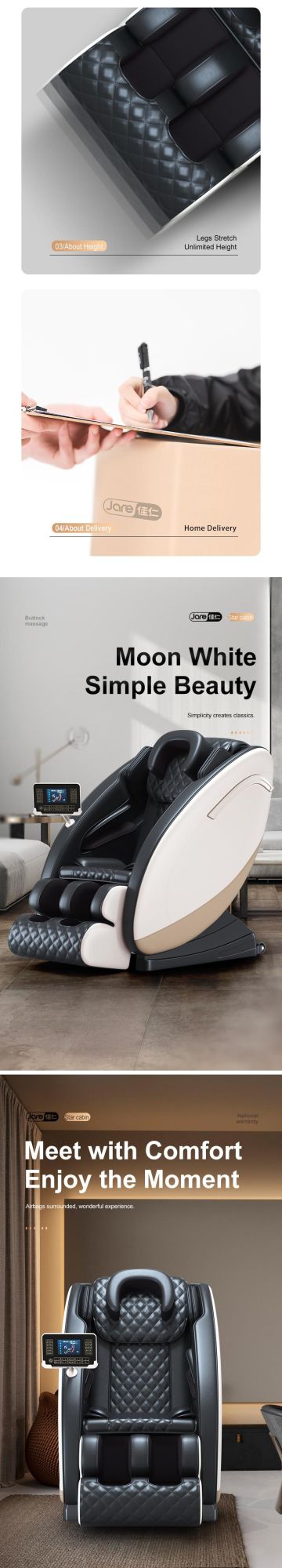 Jare 6655nc Luxury Full Body Foot Rollers Massager Massage Chair