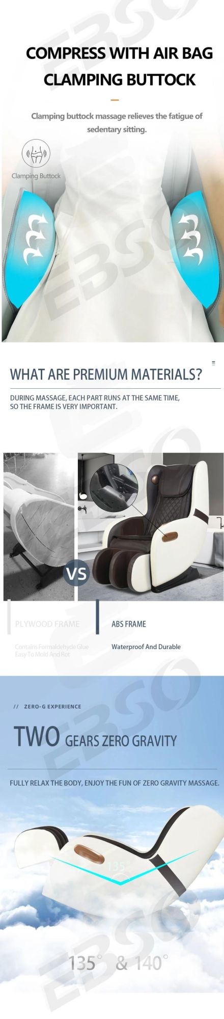 Luxury Massage Chair Full Body Modern Design with USB Charging