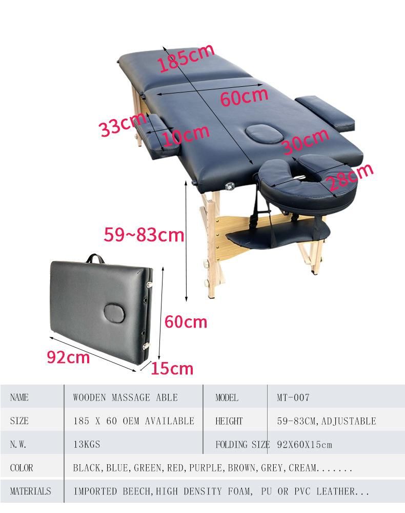Beauty Timber Folding Massage Table Facial Bed Jade Massage Bed Portable