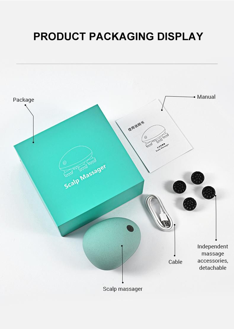 2021 Waterproof Electric Head Massage Wireless Scalp Massager Prevent Hair Loss Body Deep Tissue Kneading Vibrating Health Careful