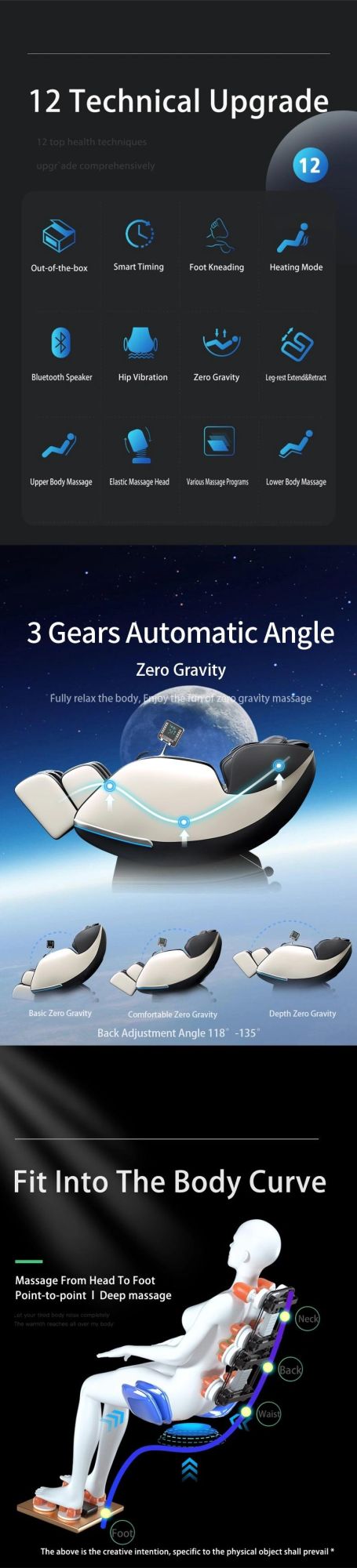 New Design Zero Gravity Touch Massage Chair HiFi Music Speaker