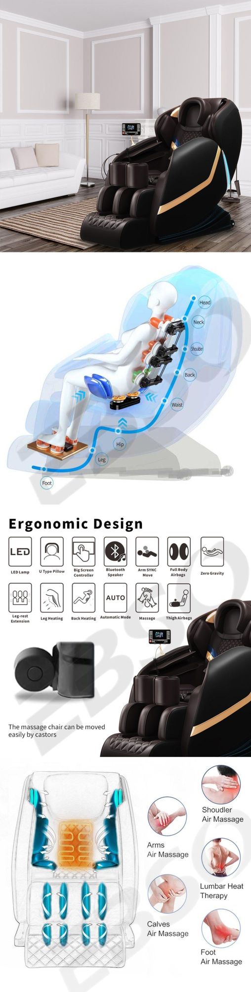 OEM/ODM Hot Sales Zero Gravity Electric Heated Vibration Full Body Massage Chair