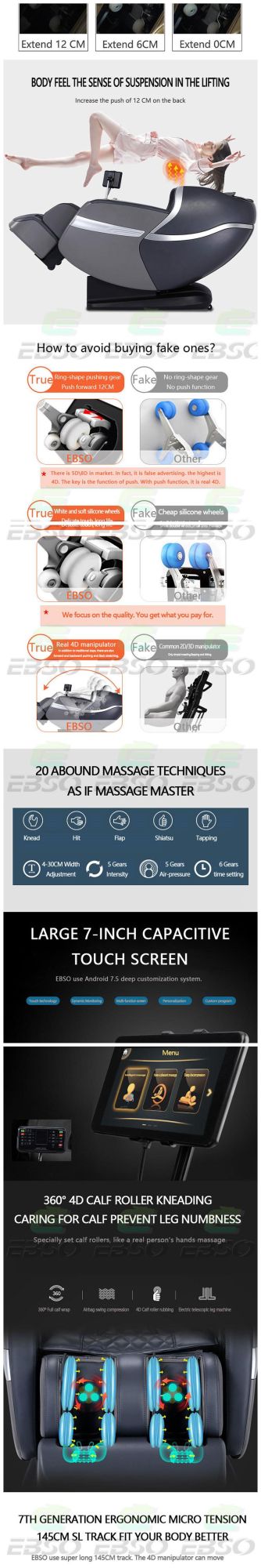 Massage Chair 4D Zero Gravity Luxury Bluetooth Full Body Massage Chair