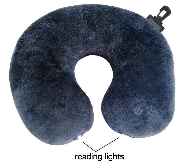 New Design Battery Operated Travel U Shape Neck Massager Electric Memory Foam Vibrating Neck Massage Pillow with Reading Lights