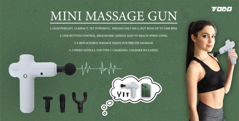 Cordless Promotional 4in1 Lightweight 5 Levels 2400 Rpm Rechargetable Massage Gun
