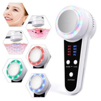 Rechargeable LED Hot Cold Hammer Skin Care Device Massager Anti-Aging Lifting Rejuvenation Facial Machine Skin Lifting Tighten