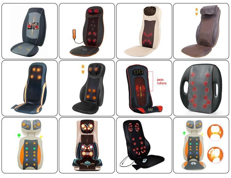 Unique Electric Vibrating Infrared Heat Shiatsu Massage Seat Cushion with Jade Rollers