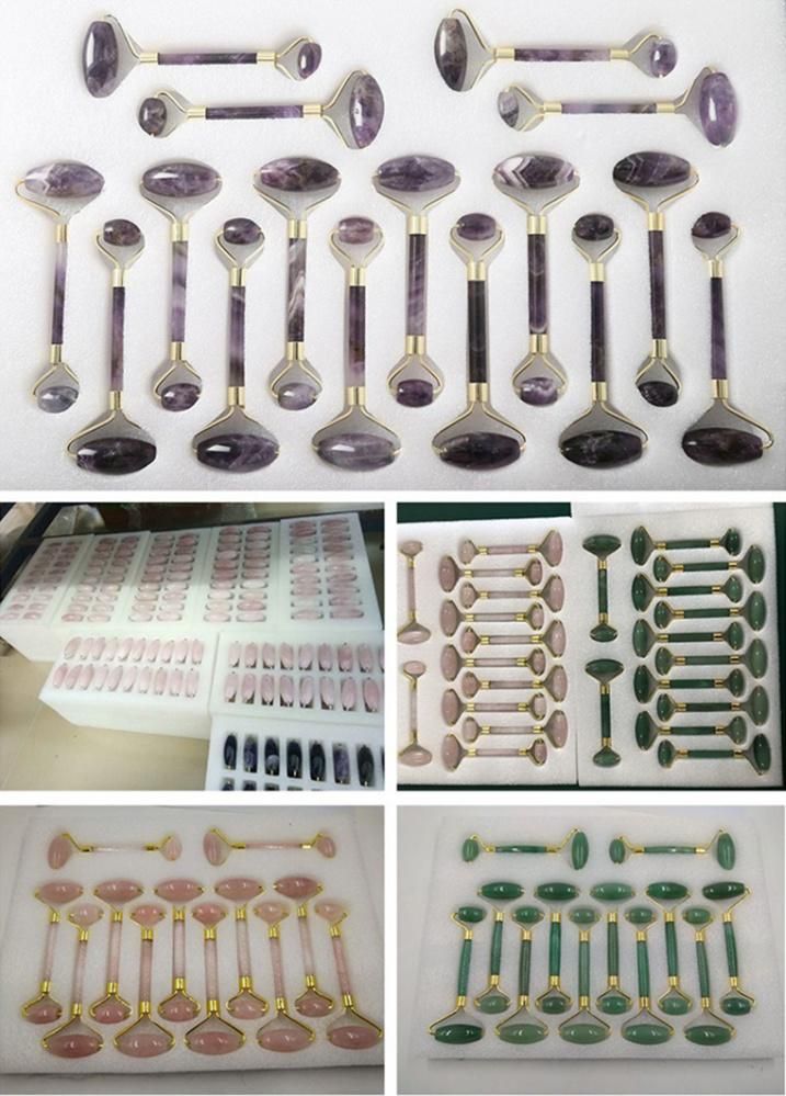 Wholesale Private Label Gua Sha Set Crystal Beauty Pink Stone Natural Rose Quartz Facial Massage Face Jade Roller