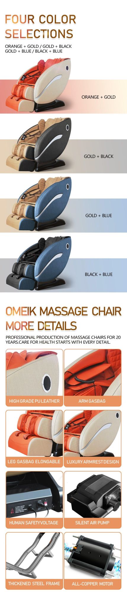 Full Body Intelligent SL Track Luxury Wholesale Automatic Body Care Massage Chair