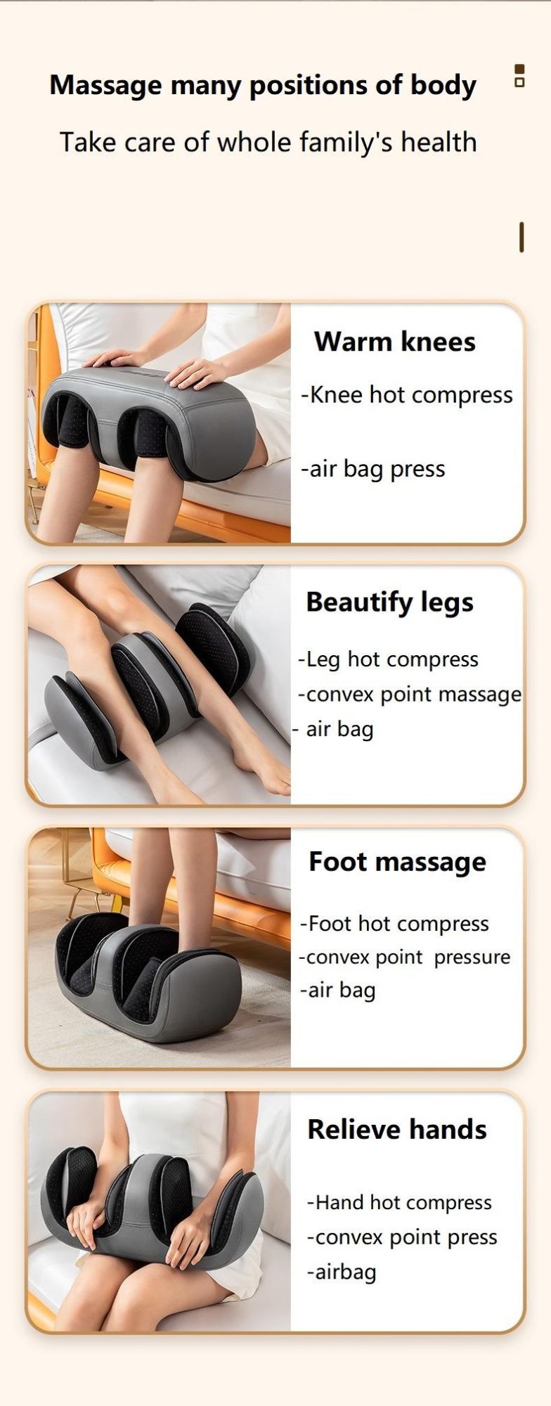 Sauron G63 2022 New Hot Sales Electric Airbag Massage Heating Knee Foot Massager