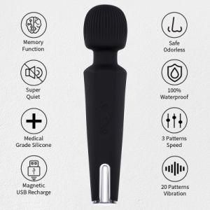 Valleymoon Black Color Silicone Vibrator Wand Massager Vibrator