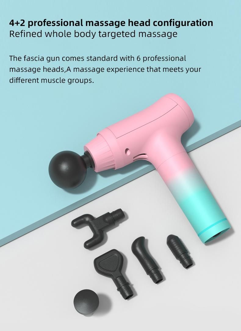 30 Gear Massage Gun LCD Display Pink Color 6 Massage Head 2500mAh Mini Muscle Fascia Gun for Women