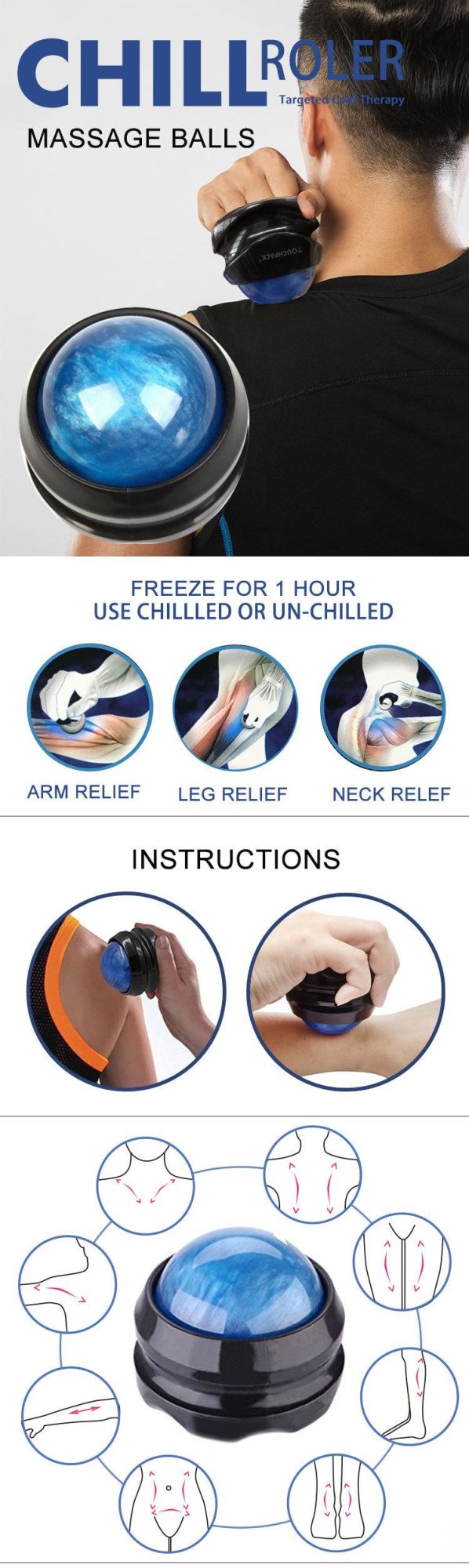 New Arrival Pain Relief Ice Roller Ball Rolling Massage Ball