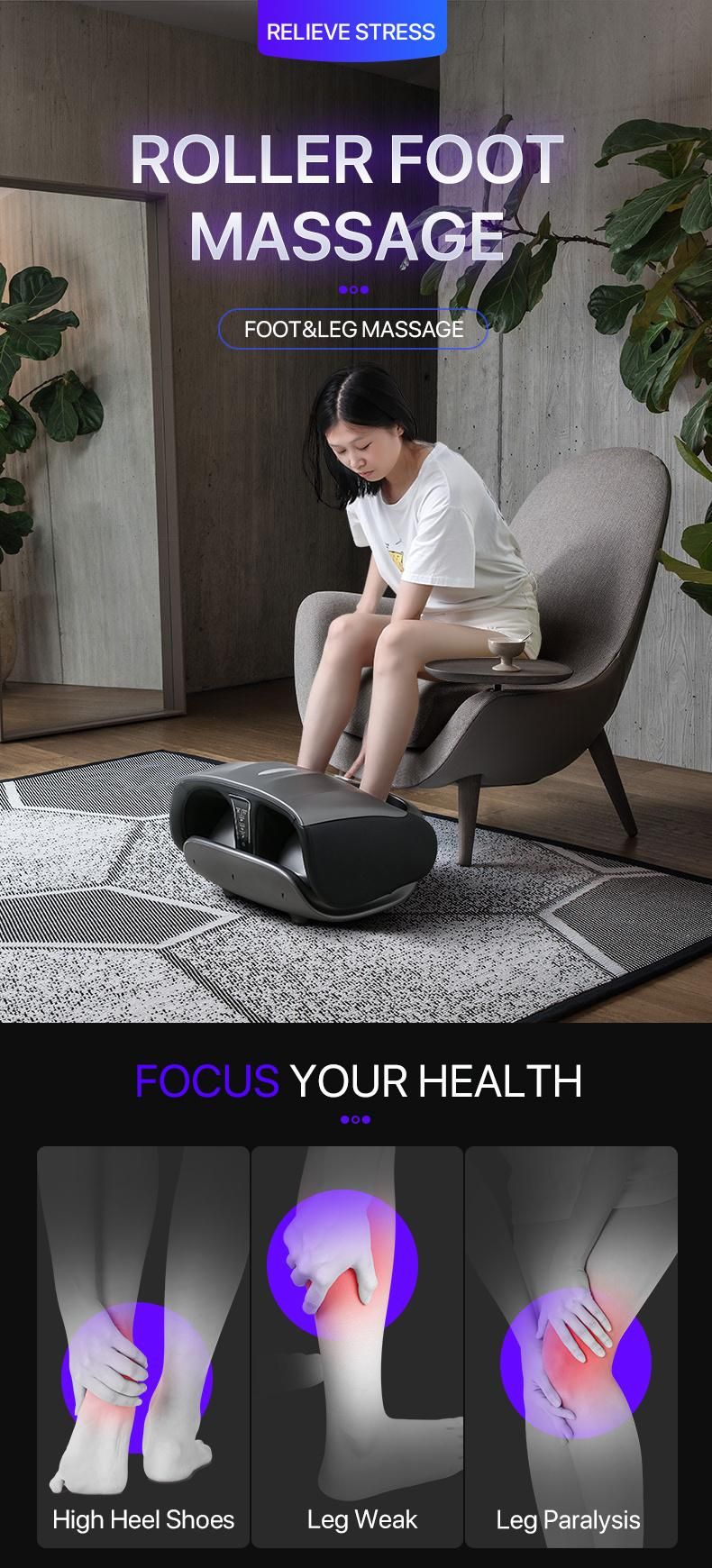 Electromagnetic Circulation Reflexology Booster Shiatsu Machine with Heat 2019newest Design Portable Bead Foot Massager