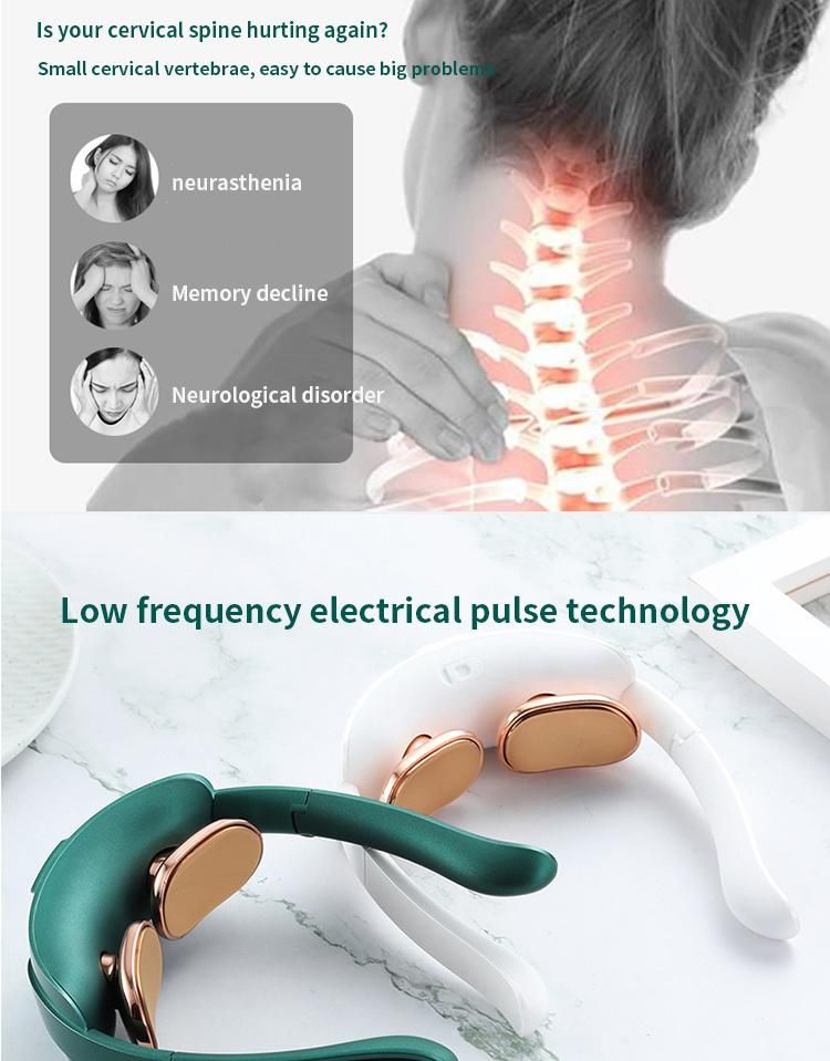 Amovol Portable Smart Cordless Electric Massage Equipment Intelligent Cervical Vertebra APP Remote Heated Neck Massager