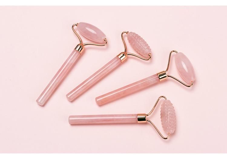 Natural Rose Gold Rose Quartz Surface Jade Roller Wholesale Single Row Roller