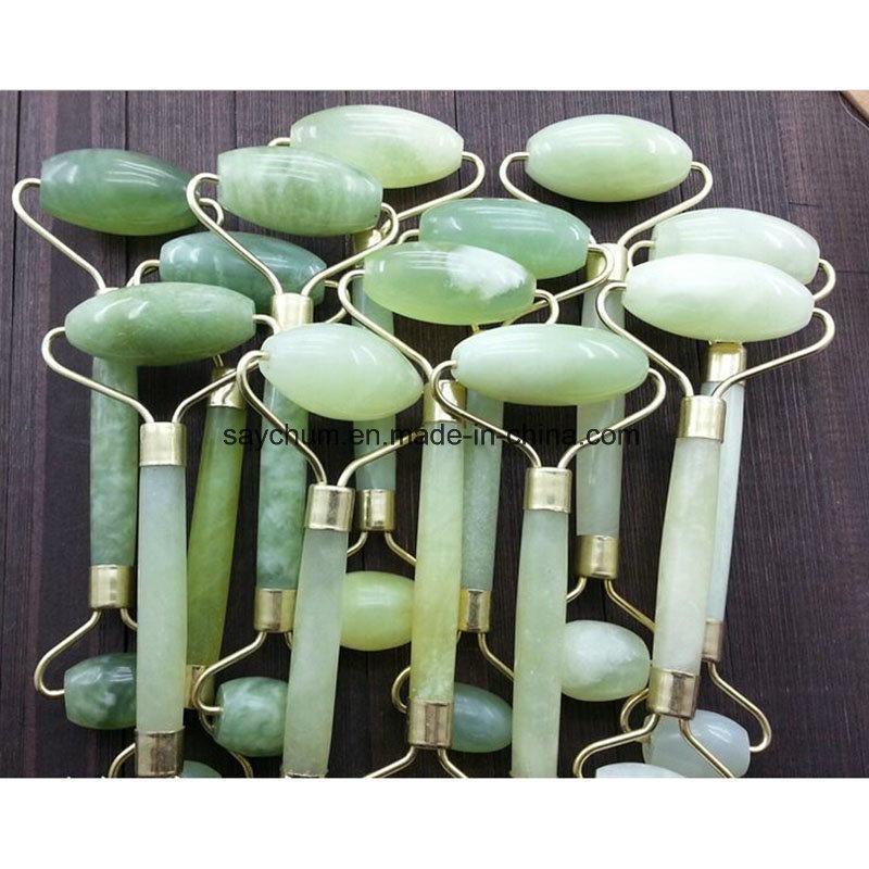 Custom Logo Natural Facial Beauty Massage Tool Jade Roller Face Thin Massager