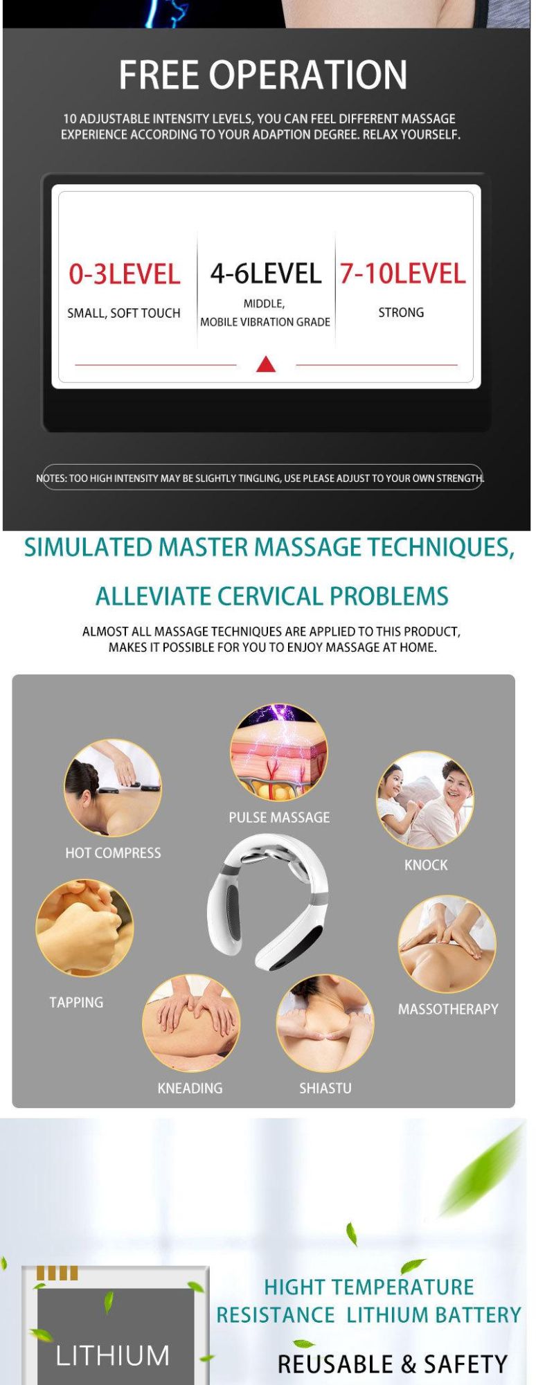 Comfortable Cheap U-Type Cervical Vibration Massage for Travel Lunch Break