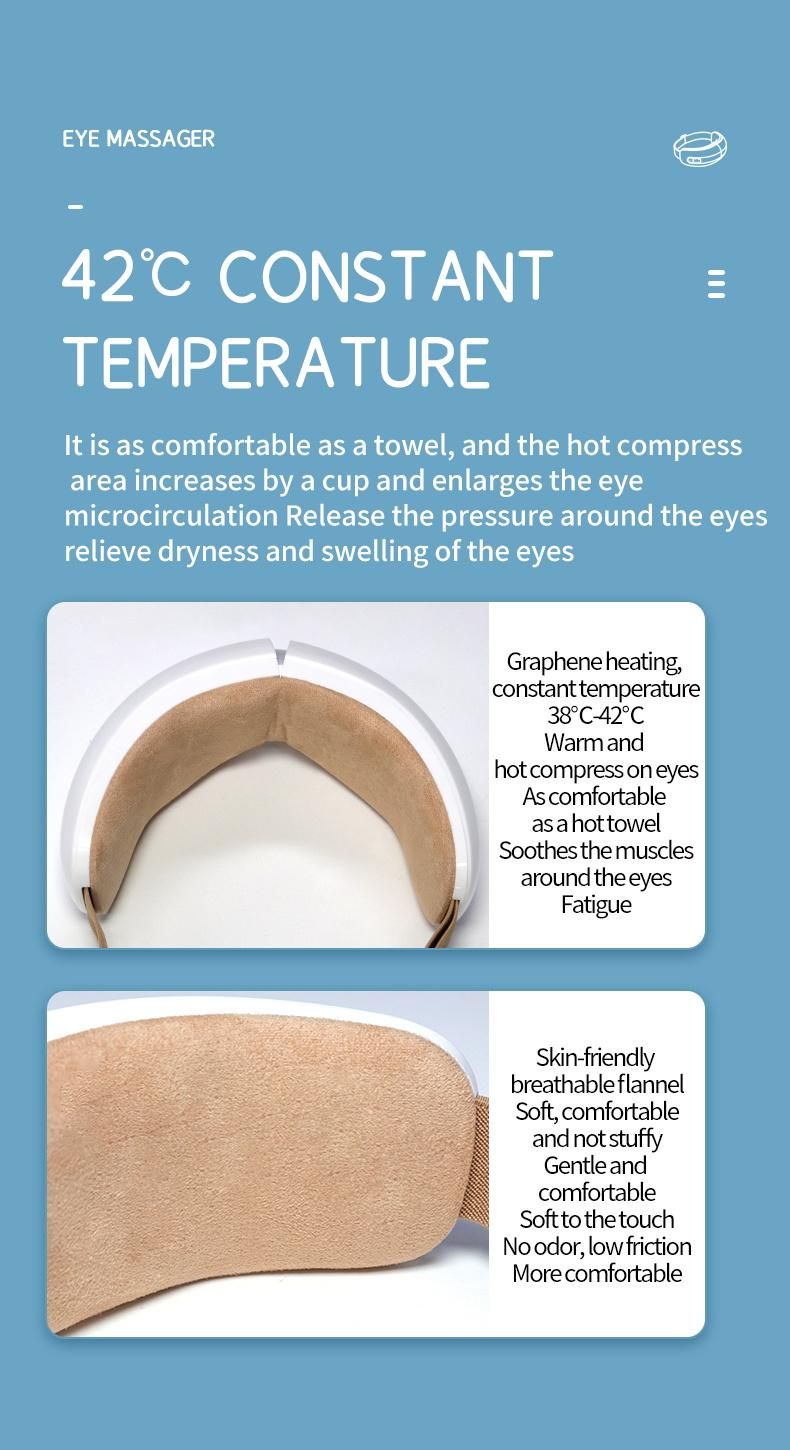 2022 Vibration Warm Heat Wireless Eye Massager with Air Pressure 3D Eye Relax Massager Therapy Acupressure