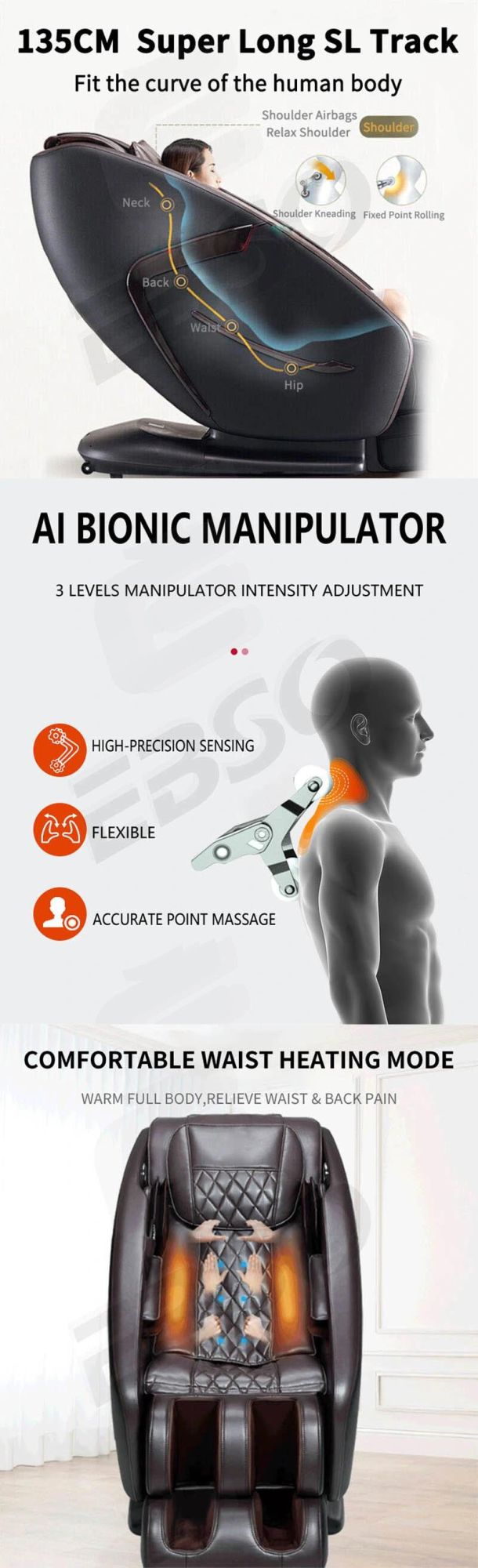 Full Body and Leg Massage Chair with Back Heating Mode