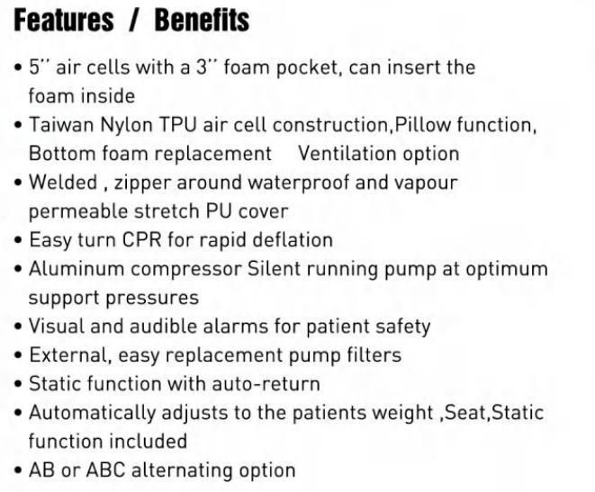 Medical Low Air Loss Alternating Mattress Replacement System, Alarm, Pump System Prevent Bed Sores