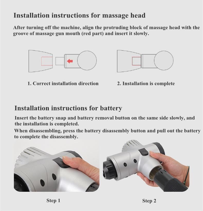 Handheld Muscle Massage Gun Head Attachments Quick Rechargeable Body Vibration