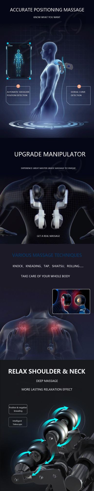 Full Body 3D Hand Electric Ai Smart Recliner SL Track Zero Gravity Shiatsu Massage Chair with Speaker