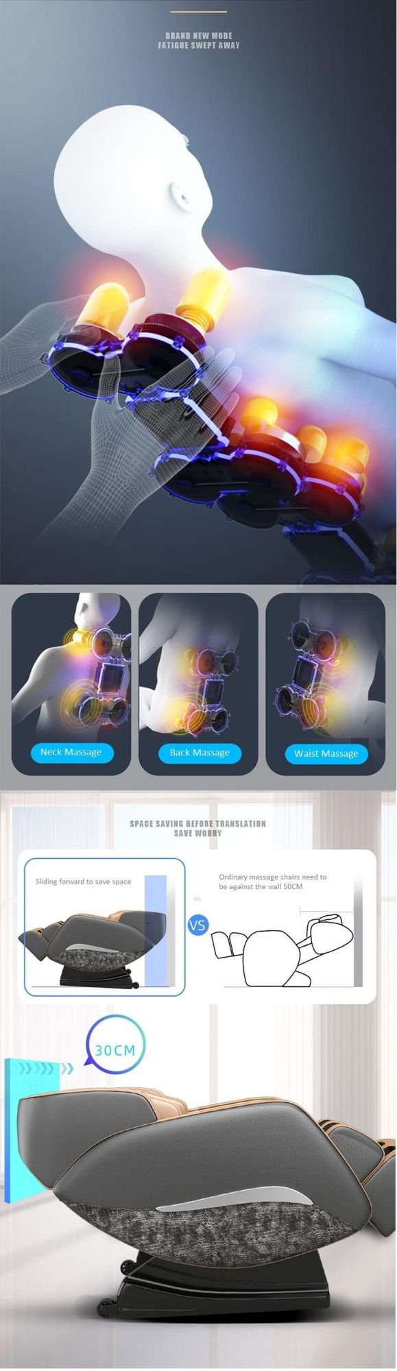 Massage Chair Fixed Roller Track Full Body Chair Massage Zero Gravity Massage Chair for Body