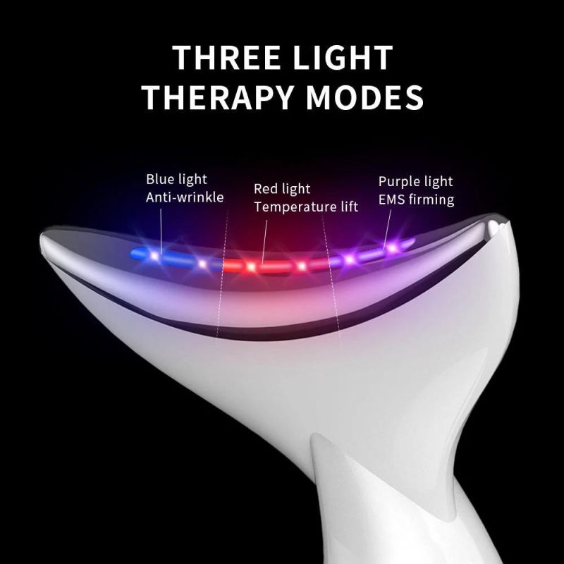 2022 New Arrival Facial Massager LED Therapy EMS Massage High Frequency Vibration Neck Lift Face Massager