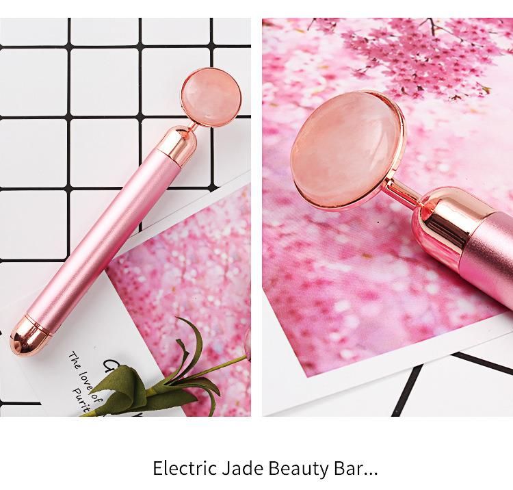 Hot Selling High Quality Golden Handle Mini Anti Aging Skin Care Body Face Electric Jade Stone Beauty Bar for Face