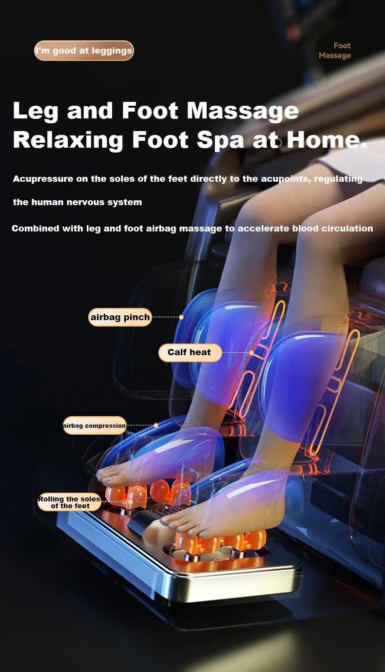 Janpanese 2022 Factory Price 4D Track Automatic Shiatsu Kneading Stretch Electric Recliner Zero Gravity Massage Chair