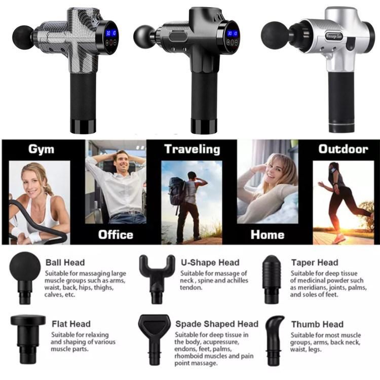 Quick Rechargeable Body Vibration LED Touch Screen Massage Gun 30 Speed Handheld Deep Tissue Percussion Muscle Massage Gun