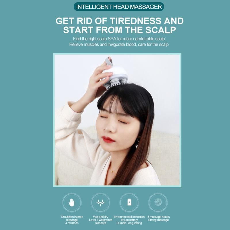 with 4 Replacement Massage Heads Electric Scalp Massagerportable Head Scratcher with Tissue Kneading Nodes