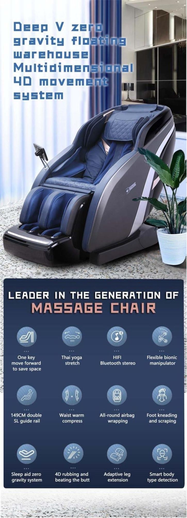 Wholesale Luxury 3D Shiatsu Roller Full Body Massage Chair