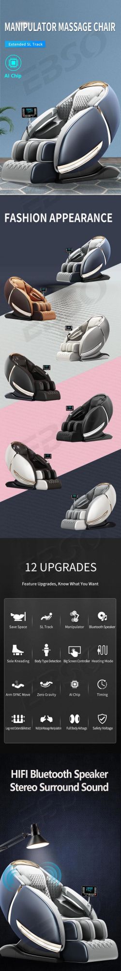 PU Leather Portable Chair Retractable Massage Chair 4D Zero Gravity for Health