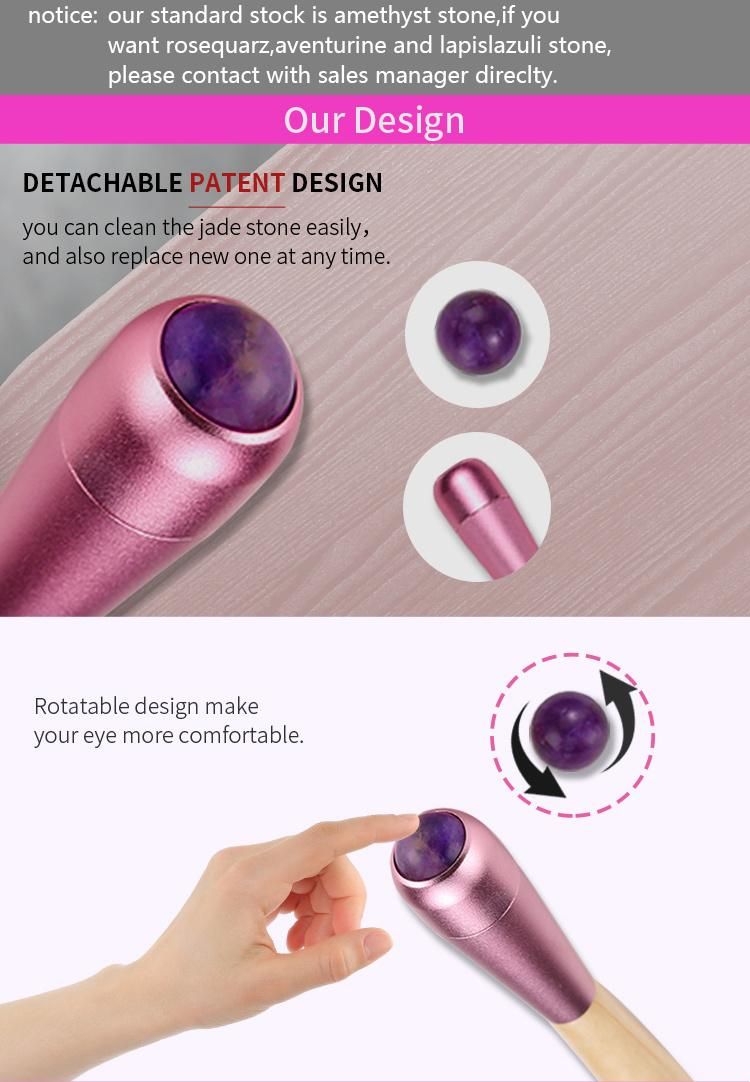 Superior Quality Pink Mini Jade Roller Facial and Eye Massage Apparatus Lip Pen Eye Massager